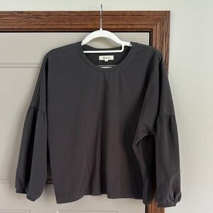 Madewell Crepe Drop-Shoulder Bubble-Sleeve Tee Size S Coal